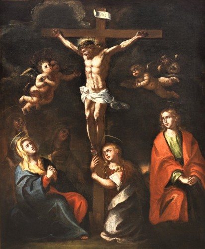 "La crucifixion" École flamande fin du 16e siècle - Tableaux et dessins Style Louis XIII